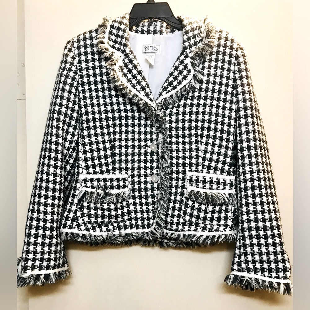 Bob Mackie Designer Sparkling White & Black Tweed Jacket
